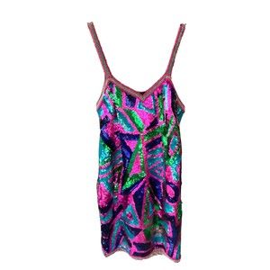 Vintage NWT Laurence Kazar Silk Sequin Beaded Cocktail Party Dress Size XL Y2K